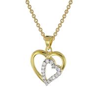 trendor Schmuck 51830 Herz-Anhänger mit Zirkonia Gold 585 mit goldplattierter Kette, 45 cm