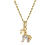 trendor Schmuck Kinder-Halskette 925 Silber Vergoldet Mit Pferdchen-Anhänger 21146