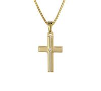 trendor Kinder Kreuz Gold 333 mit Zirkonia und goldplattierte Kette 08516-38 38 cm
