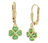 trendor Kinder-Ohrringe 925 Silber Vergoldet Kleeblatt Ohrhänger liebevoller Ohrschmuck für Mädchen, wunderschöne Geschenkidee, 21154