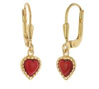trendor 28590 Kinder-Ohrringe Gold 333/8K Ohrhänger Mit Roten Herzen