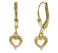trendor Kinder-Ohrringe Herz Gold auf Silber 925 für Mädchen zauberhafter Ohrschmuck, Silberschmuck mit Goldplattierung, elegante Geschenkidee 75816