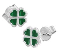 trendor Kinder-Ohrringe Kleeblatt Silber 925 zauberhafter Ohrschmuck aus Sterlingsilber für Mädchen, elegante Geschenkidee für Kids 41650