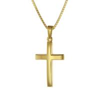 trendor 75544 Kreuz 21 mm Gold 585 mit goldplattierter Silberkette für Frauen