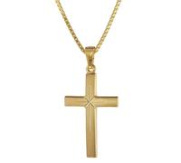 trendor 75278 Kreuz 24 mm Gold 333 (8 Karat) an Goldplattierter Silberkette 50 cm