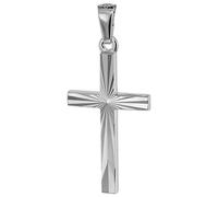 trendor Kreuz-Anhänger 22 mm Weißgold 585 (14 Karat) Damen und Herren Anhänger Gold, modischer Kreuzanhänger, Geschenkidee, eleganter Schmuck aus Echtgold 75647