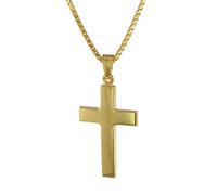 trendor Schmuck 75221 Kreuz-Anhänger 24 mm Gold 333 (8 Kt.) mit plattierter Halskette, 40 cm