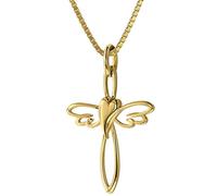 trendor Schmuck 39573 Kreuz-Anhänger 333 Gold mit goldplattierter Silberkette 45 cm