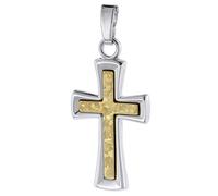 trendor Kreuz-Anhänger 585 Gold 14 Karat Bicolor Damen und Herren Goldanhänger, Kreuzanhänger Echtgold, zeitlose Geschenkidee, Schmuckstück aus Gold 75783