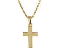 Kreuz-Anhänger für Kinder Gold 333 + goldplattierte Silberkette trendor Goldfarben (Artikelnummer: 4T087/10X)