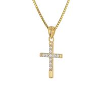 trendor Schmuck Kreuz-Anhänger Gold 333 (8 K) mit vergoldeter Silber-Halskette 28596