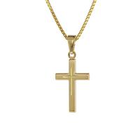 trendor Kreuz-Anhänger Gold 333 8 Kt. + Goldplattierte Silber-Halskette 75274-42 42 cm