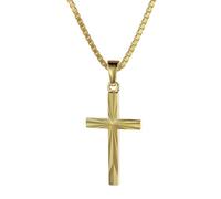 trendor 08512 Kreuz-Anhänger Gold 333/8K 22 mm mit goldplattierter Silberkette 40 cm