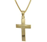 trendor Kreuz-Anhänger Gold 333 + goldplattierte Silber-Halskette 35790-45