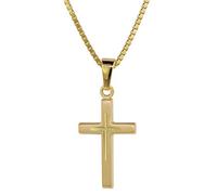 trendor 75276 Kreuz-Anhänger Gold 585 (14 Kt.) + Goldplattierte Kette 50 cm