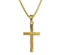 trendor Schmuck 75438 Kreuz-Anhänger Gold 750 / 18K mit goldplattierter Kette, 45 cm