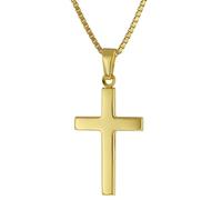 trendor Schmuck 41115 Kreuz für Damen und Herren Gold 585 mit Vergoldeter Silberkette 50 cm