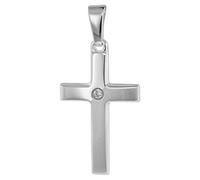 trendor Kreuz mit Zirkonia 19 mm Weißgold 585 / 14K Damen Anhänger Gold, modischer Kreuzanhänger, Geschenkidee, zauberhafter Schmuck aus Echtgold 75449