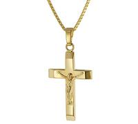 trendor 39055 Kruzifix-Anhänger 22 mm Gold 333 mit goldplattierter Halskette 50 cm
