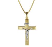 trendor Schmuck 08489 Kruzifix-Anhänger Gold 333 mit goldplattierter Herren-Halskette, 50 cm