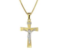 trendor Kruzifix Gold 333/8 Karat mit plattierter Halskette Damen und Herren Halskette, Gold Anhänger, zeitloser Kreuz Anhänger aus Echtgold 08566-50 50 cm