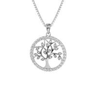 trendor Lebensbaum Anhänger mit Venezianer Kette 925 Silber modischer Silberschmuck für Damen, diese Halskette ist eine tolle Geschenkidee, 08544-50 50 cm