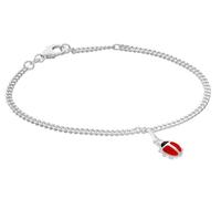 trendor Mädchen-Armband 925 Silber Rhodiniert Panzerband mit Glückskäfer anschmiegsames Flachpanzerarmband, eleganter Schmuck für Kinder, 21575