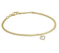 trendor Mädchen-Armband mit Herz 925 Silber Vergoldet Zirkonia anschmiegsames Flachpanzerarmband, eleganter Schmuck für Kinder, 21664