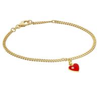 trendor Mädchen-Armband mit Herz-Anhänger 925 Silber Vergoldet diamantiertes Flachpanzerband, eleganter Armschmuck für Kinder, 21620