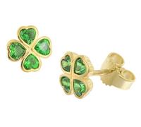 trendor Mädchen-Ohrringe 925 Silber Vergoldet Kleeblatt Ohrstecker liebevoller Ohrschmuck für Kinder, wunderschöne Geschenkidee, 21143