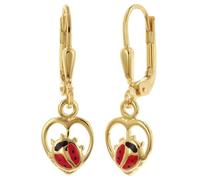 trendor Mädchen-Ohrringe Gold 333/8K Ohrhänger mit Glückskäfer liebevoller Ohrschmuck für Kinder, elegante Gechenkidee und modisches Accessoire 68432