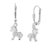trendor Mädchen-Ohrringe Pferd 925 Silber Zirkonia Ohrhänger liebevoller Ohrschmuck für Kinder, wunderschöne Geschenkidee, 21145