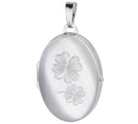trendor Medaillon-Anhänger mit Kleeblatt-Gravur 925 Sterlingsilber elegantes Accessoire und zauberhafter Halsschmuck für Frauen, 21567