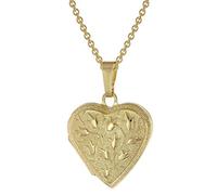 trendor Medaillon Herz mit Kette 925 Silber goldplattiert zauberhafte Halskette für Damen, zeitloser Anhänger für Frauen, elegante Geschenkidee 39535-42 42 cm