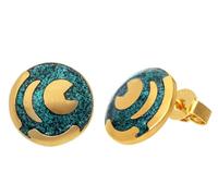 trendor Ohrringe Himmelsscheibe von Nebra 925 Silber grün/gold ⌀ 12 mm zauberhafter Ohrschmuck für Frauen, zeitlose Geschenkidee, 21545