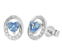 trendor 21179 Ohrringe Weißgold 333 Ohrstecker mit synthetischem Aquamarin