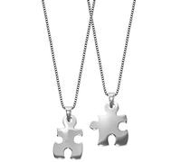trendor Puzzle Partner-Anhänger mit 2 Halsketten Silber 925 63775