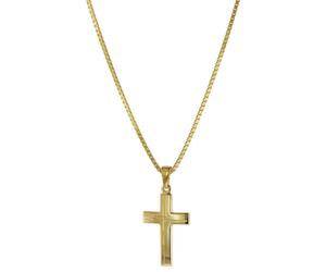 trendor Schmuck Anhänger Kreuz 585 Gold (14 Karat) mit goldplattierter Kette 75125