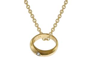 trendor Schmuck Anhänger Taufring Gold 333 mit goldplattierter Silberkette 39475