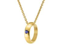 trendor Anhänger Taufring Gold 333 mit Saphir an goldplattierter Kette zeitlosesch Schmuckstück für Frauen, elegante Geschenkidee, 68062-38 38 cm
