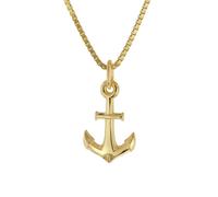 trendor 28958 Anker-Anhänger Gold 333/8K mit Vergoldeter Silberkette 45 cm