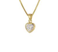 trendor Schmuck Damen-Anhänger Gold 333 Zirkonia Herz mit vergoldeter Kette 41556
