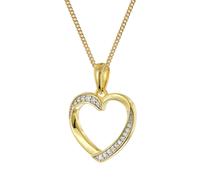 trendor Schmuck Damen-Halskette 925 Silber Vergoldet Mit Herz-Anhänger 28434