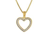 trendor Schmuck Damen-Halskette Herz-Anhänger mit Zirkonia 15 mm Gold auf Silber 412