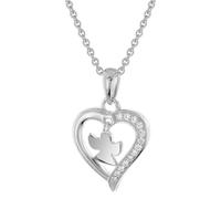 trendor Schmuck Damen-Kette Herz Mit Engel 925 Silber Rhodiniert 28400