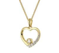 trendor Schmuck Damen-Kette mit Herz-Anhänger 925 Silber Vergoldet 28432