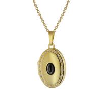 trendor 75748 Damen-Kette mit Medaillon Onyx und Zirkonia Gold auf Silber 925 42 cm