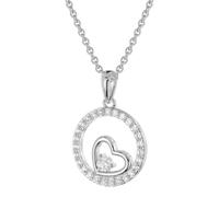 trendor Schmuck Damen-Kette mit Zirkonia Herz-Anhänger 925 Silber Rhodiniert 28410