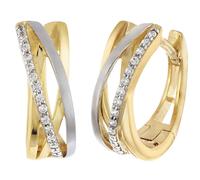 trendor Schmuck Damen-Ohrringe 925 Silber Bicolor Zirkonia Creolen 28028