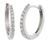 trendor Schmuck Damen-Ohrringe 925 Silber Klapp-Creolen mit Zirkonia 14x13 mm 21693